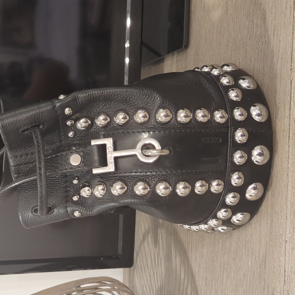 Kenzo Leather Silver Studded Bucket Bag - Picture 6 of 14